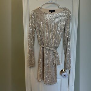 NWOT Crystal Sky Sequin Long Sleeve Dress XS bin1